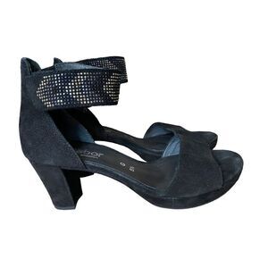 Gabor Comfort Ankle Strap Suede Heels Open Toe Shoes